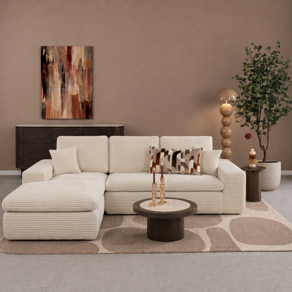 Lazy Corner Sofa Velvet Corduroy Beige left