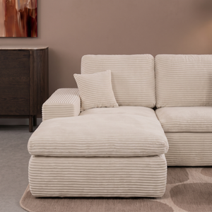Lazy Corner Sofa Velvet Corduroy Beige left