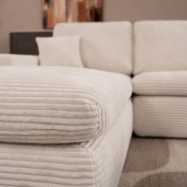 Lazy Corner Sofa Velvet Corduroy Beige left
