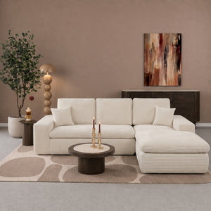 Lazy Corner Sofa Velvet Corduroy Beige Right