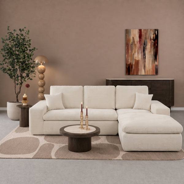 Lazy Corner Sofa Velvet Corduroy Beige Right