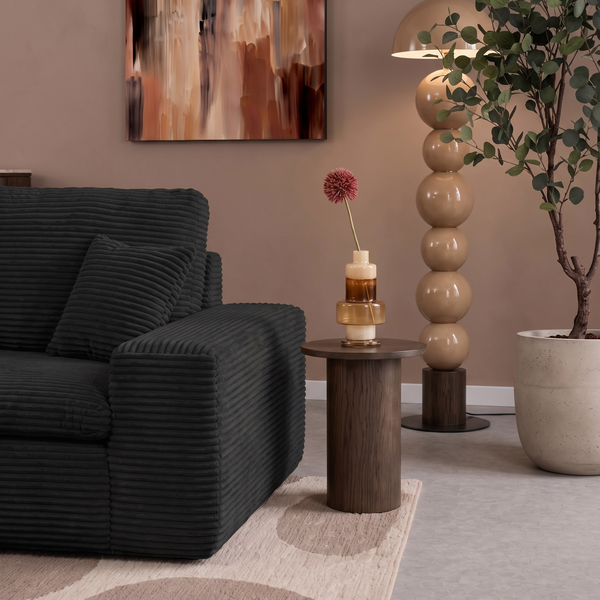 Lazy Corner Sofa Velvet Corduroy Black Left