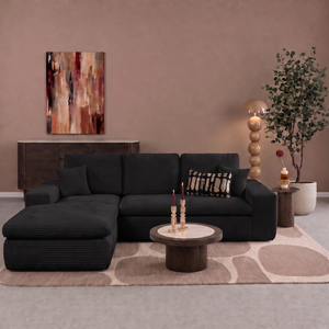 Lazy Corner Sofa Velvet Corduroy Black Left