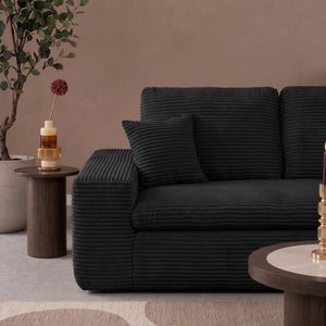 Narożnik Lazy z welurowego sztruksu, czarny, prawy