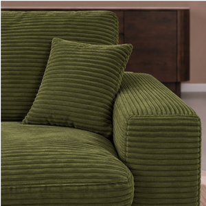 Lazy Hoekbank Velvet Ribstof Groen Rechts