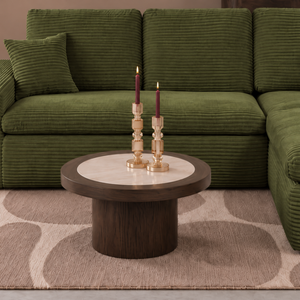 Lazy Hoekbank Velvet Ribstof Groen Rechts