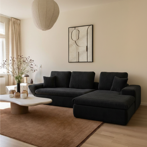 Ecksofa Lazy Samt Cordstoff Schwarz Right