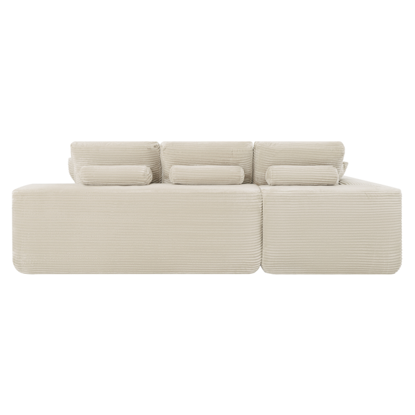 Ecksofa Lazy Samt Cordstoff Beige links