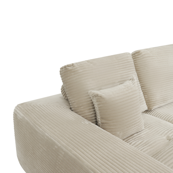 Ecksofa Lazy Samt Cordstoff Beige links