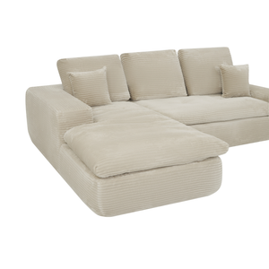 Ecksofa Lazy Samt Cordstoff Beige links