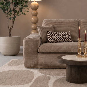 Lazy Hoekbank Velvet Ribstof Taupe Rechts
