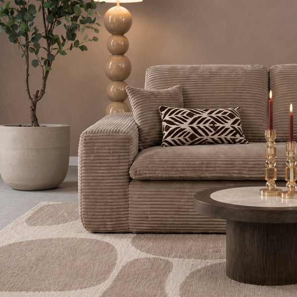 Lazy Hoekbank Velvet Ribstof Taupe Rechts