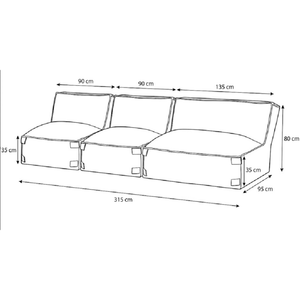 Outdoor Lounge Set 3,5-Sitzer Kiki Grau