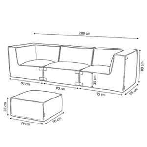 Outdoor Loungeset 3-Sitzer Kiki Soft Red