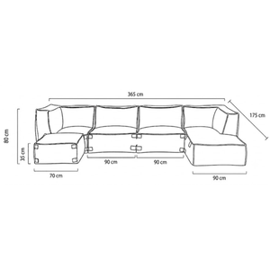 Outdoor Loungeset XL Kiki Grau