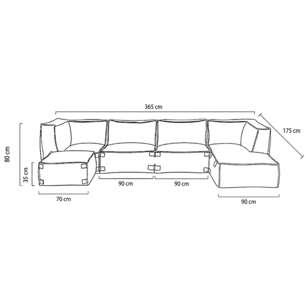 Outdoor Loungeset XL Kiki Grau