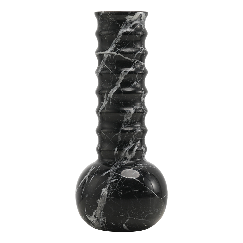 Marmorvase Geriffelt Schwarz