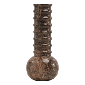 Marble Vase Ribbed Brown