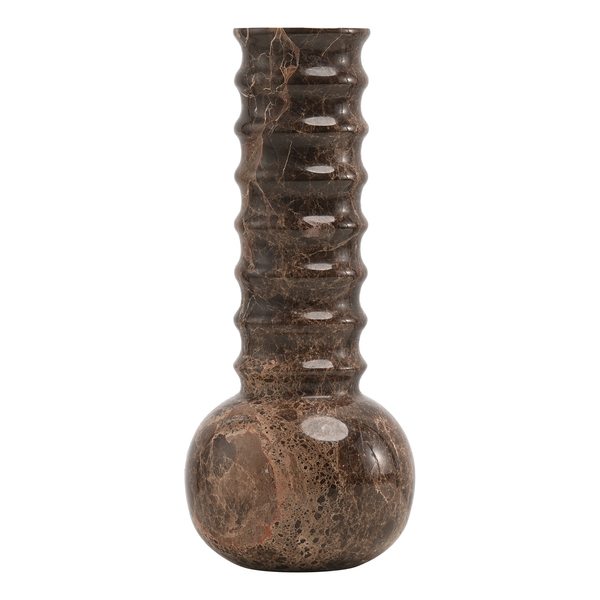 Marble Vase Ribbed Brown