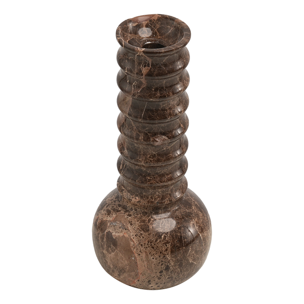 Marble Vase Ribbed Brown