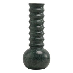 Marble Vase Ribbed Green