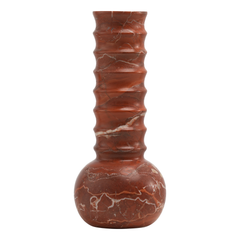 Marble Vase Ribbed Red