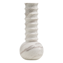 Marmorvase Geriffelt Weiß