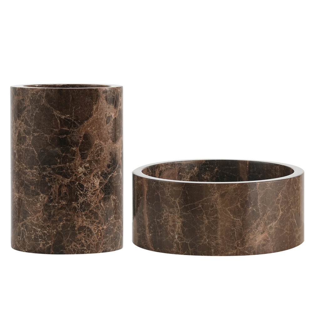 Marble Gift Set: Wine Cooler + Fruit Bowl Brown