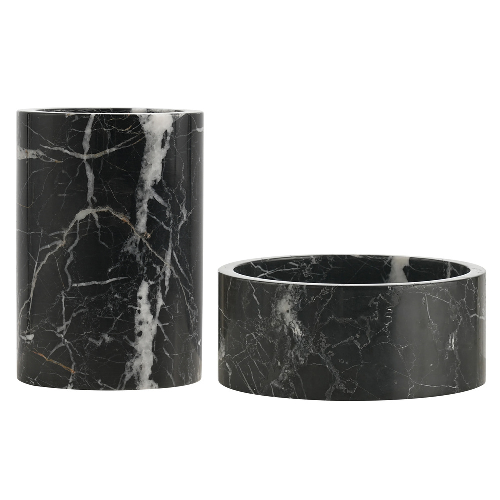 Marble Gift Set: Wine Cooler + Fruit Bowl black