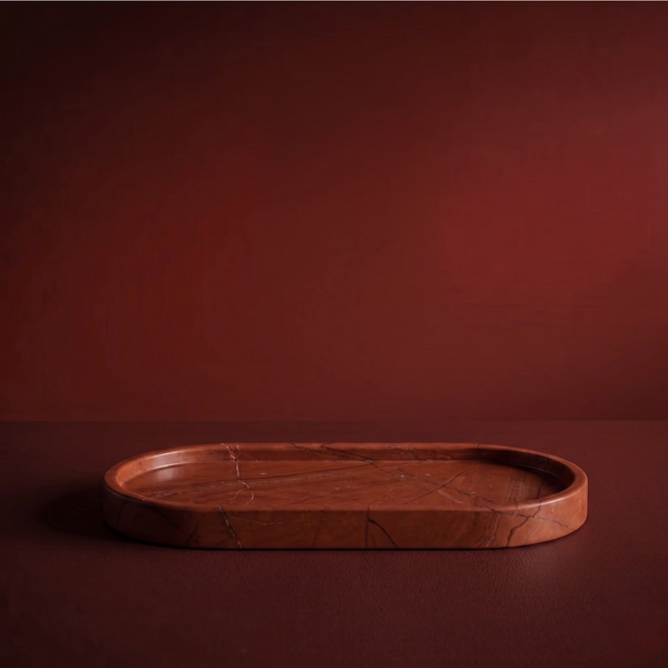 Marble Tray Oval Red
