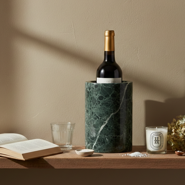 Marmor Geschenkset: Weinkühler + Obstschale Grün