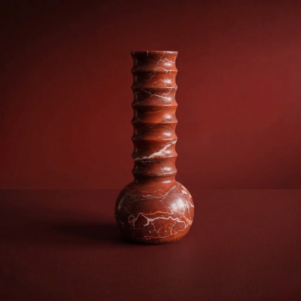 Marmeren Vaas Ribbel Rood