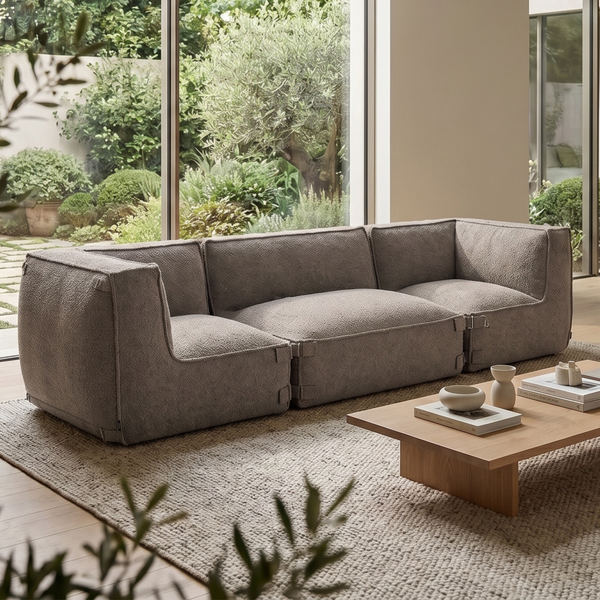 Modular Indoor Lounge Sofa 3,5 Seater Kiki Bouclé Brown