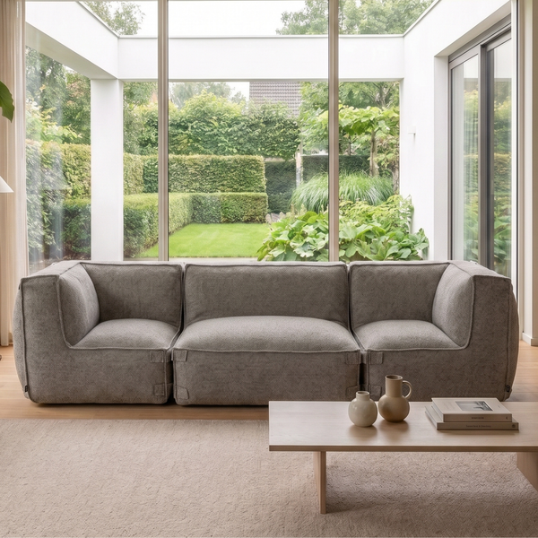 Modular Indoor Lounge Sofa 3,5 Seater Kiki Bouclé Brown