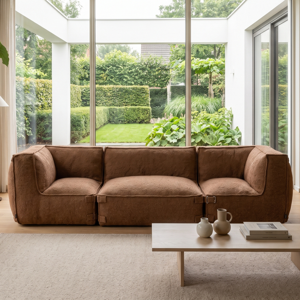 Modular Indoor Lounge Sofa 3,5 Seater Kiki Bouclé Copper