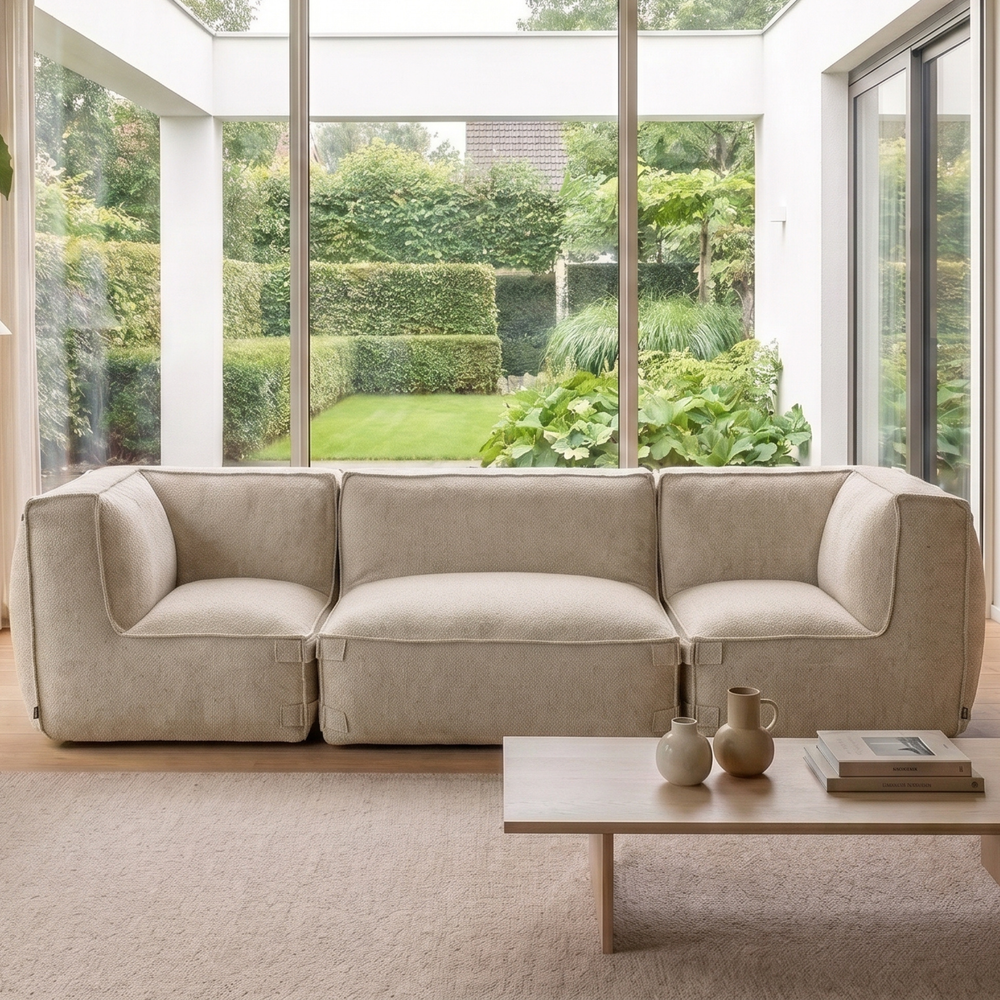 Modular Indoor Lounge Sofa 3,5 Seater Kiki Bouclé Taupe