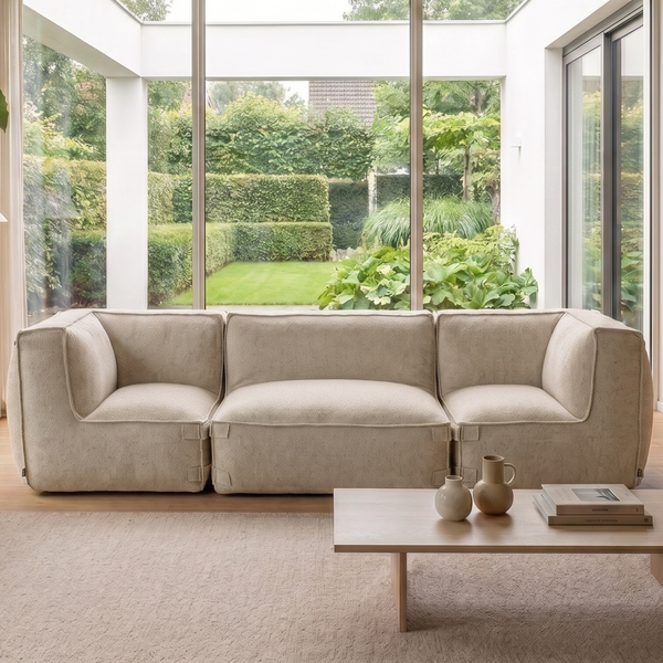 Modular Indoor Lounge Sofa 3,5 Seater Kiki Bouclé Taupe