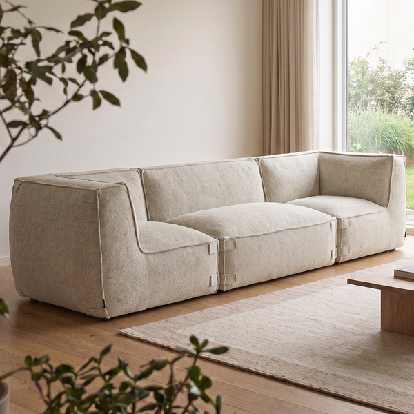 Modular Indoor Lounge Sofa 3,5 Seater Kiki Bouclé Taupe