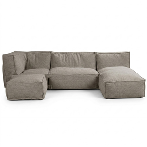 Modulares Indoor Lounge Sofa 3,5-Sitzer + Hocker Kiki Bouclé Braun
