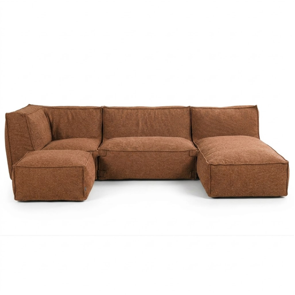 Modular Indoor Lounge Sofa 3,5 Seater + Hocker Kiki Bouclé Copper