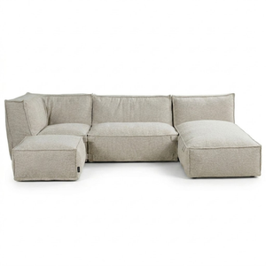 Modulaire Indoor Loungebank 3,5-zits + Hocker Kiki Bouclé Taupe