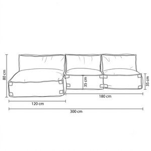 Outdoor Loungeset 3,5-Sitzer mit Lounge Kiki Soft Red