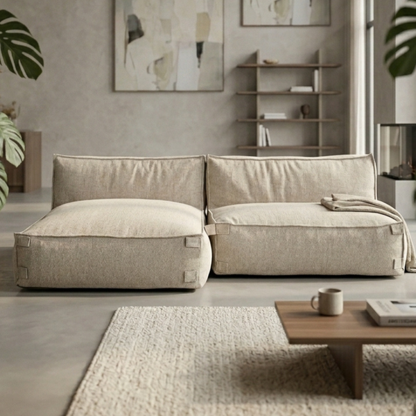 Canapé d'angle modulaire intérieur Kiki S Bouclé Taupe