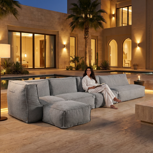 Outdoor Lounge Set 4,5-Sitzer Kiki Grau mit Hocker