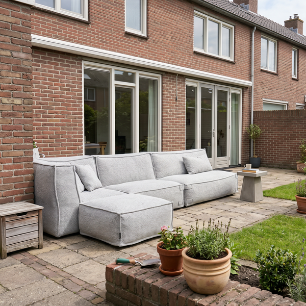 Outdoor Lounge Set 4,5-Sitzer Kiki Grau mit Hocker