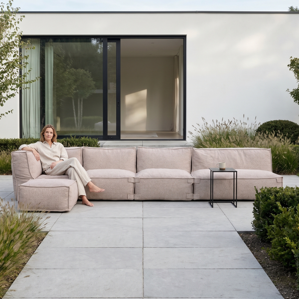 Ensemble Lounge d’Extérieur Kiki 4,5 Places avec Pouf Rouge Doux