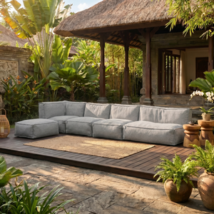Outdoor Lounge Set 4,5-Sitzer Kiki Grau mit Hocker