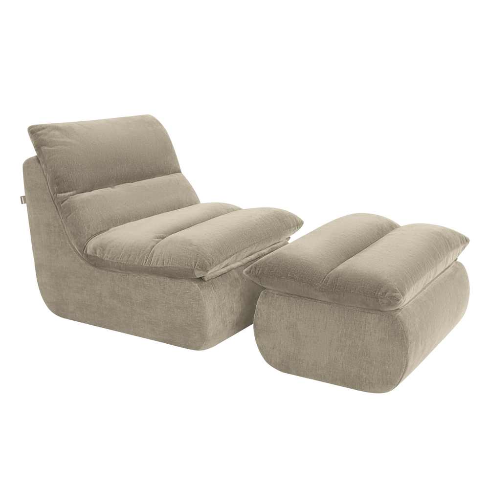 Fauteuil Marley avec Repose-pieds Chenille Taupe