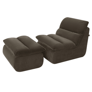 Fauteuil Marley avec Repose-pieds Chenille Marron
