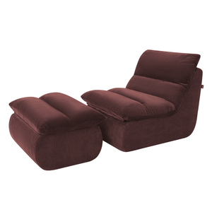 Fauteuil Marley avec Repose-pieds Chenille Rouge Bordeaux